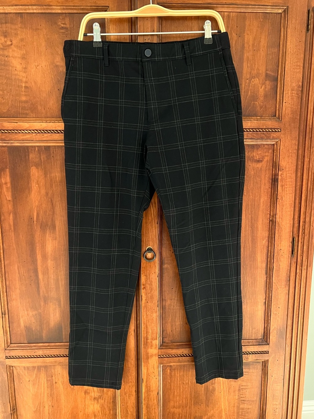 Zara The Driver slim-fit stretch pants | Dark Navy Plaid | Size L |Like New